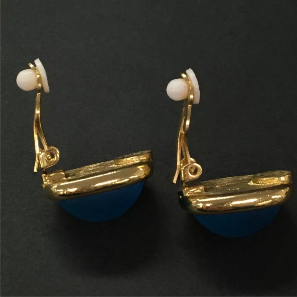 GIVENCHY Blue & Gold Tone Earrings - Picture 6 of 8